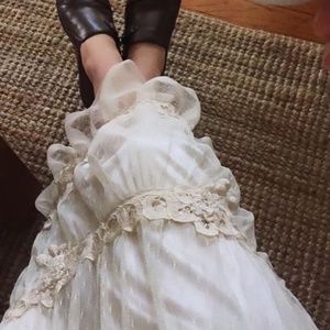 Vintage bohemian with lace and tassels midi dress